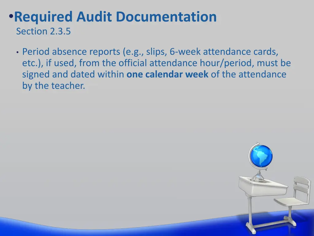 required audit documentation