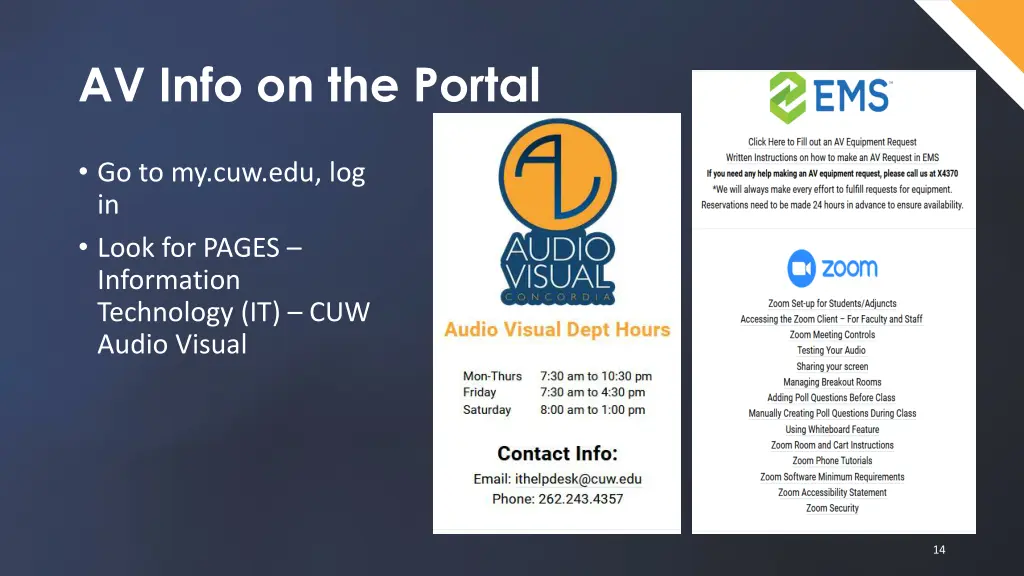 av info on the portal