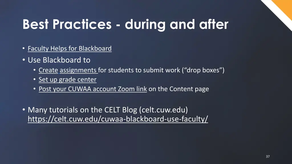 best practices during and after