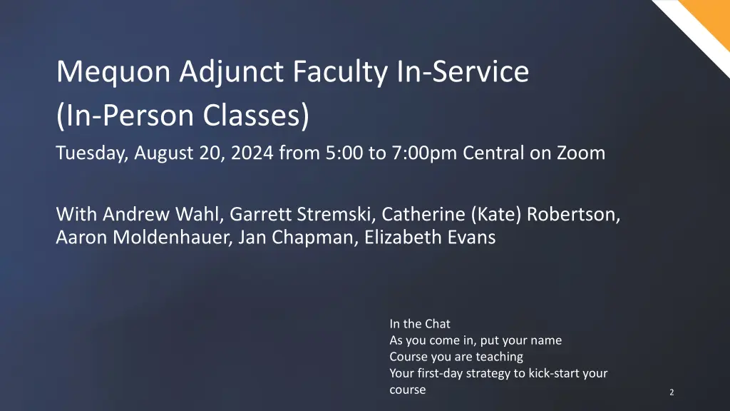 mequon adjunct faculty in service in person