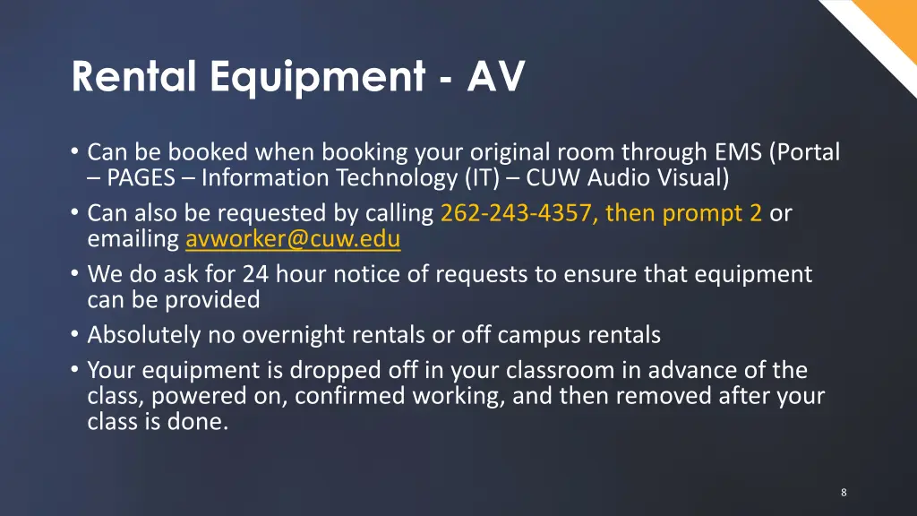 rental equipment av
