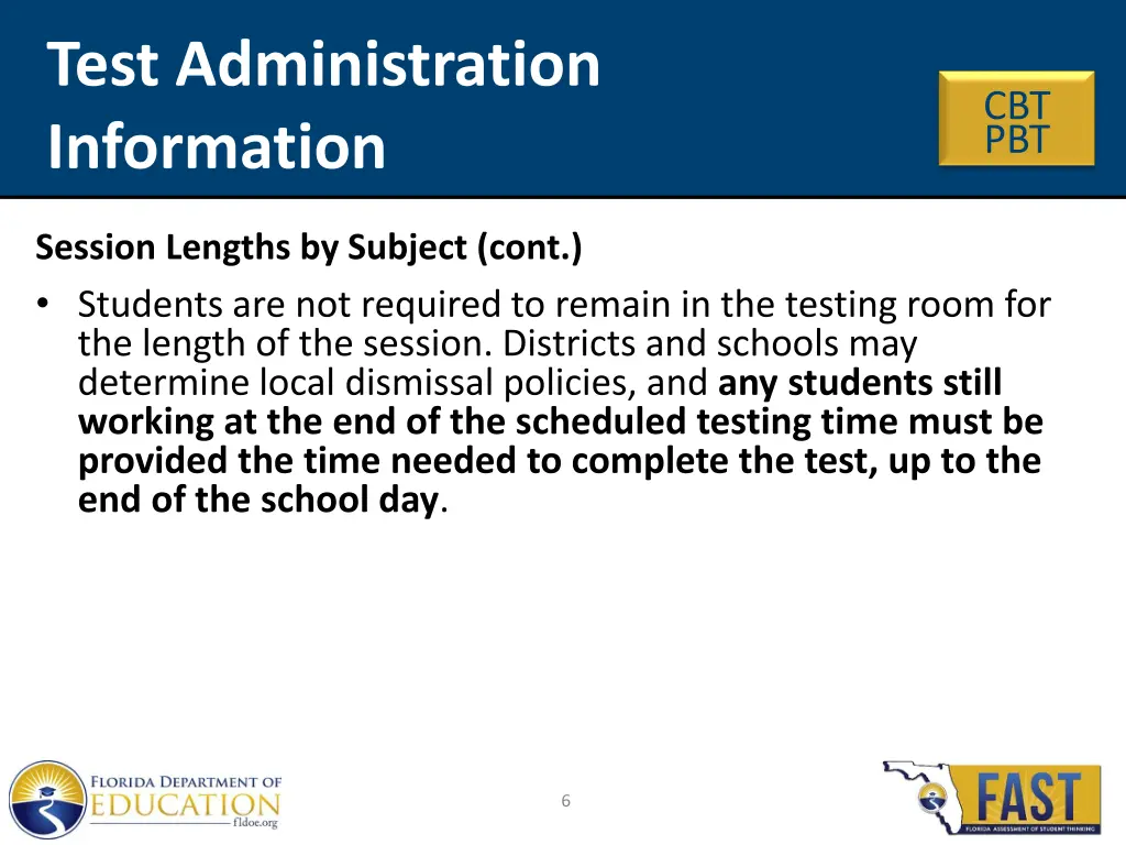 test administration information 1