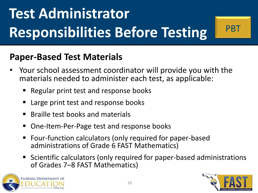 test administrator responsibilities before testing 10