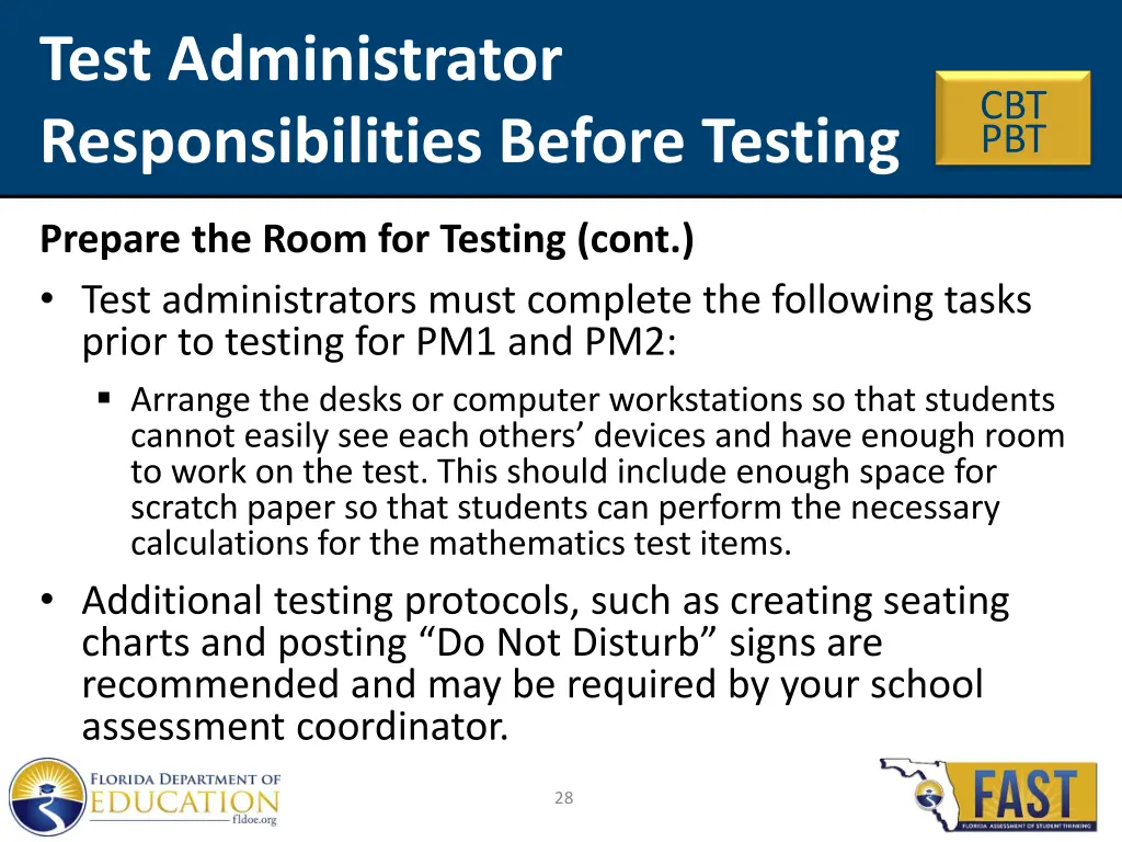 test administrator responsibilities before testing 5