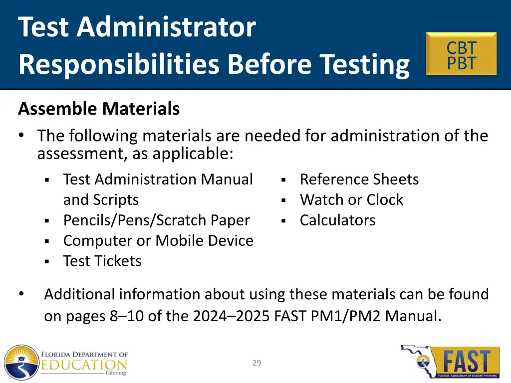 test administrator responsibilities before testing 6