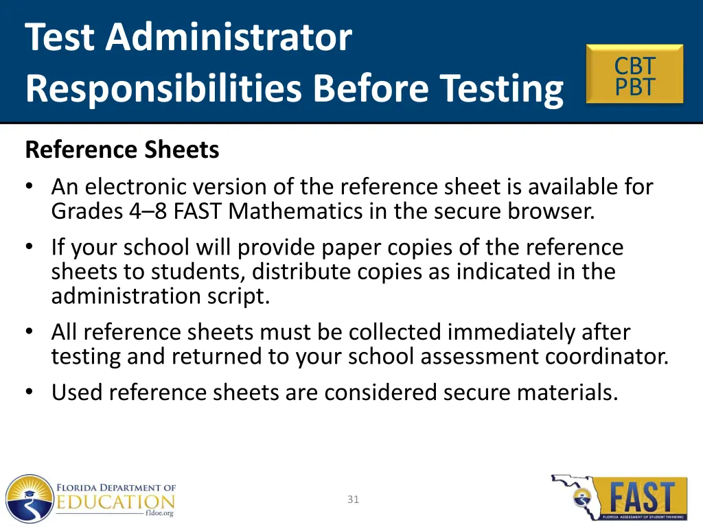 test administrator responsibilities before testing 8