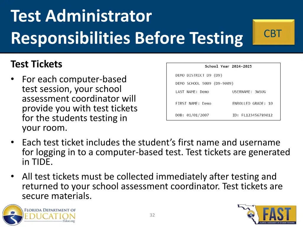 test administrator responsibilities before testing 9