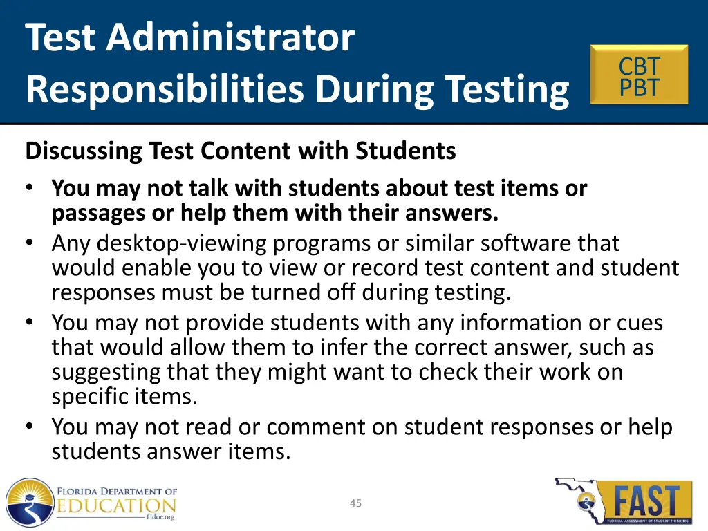 test administrator responsibilities during testing 11
