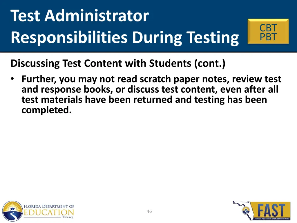 test administrator responsibilities during testing 12