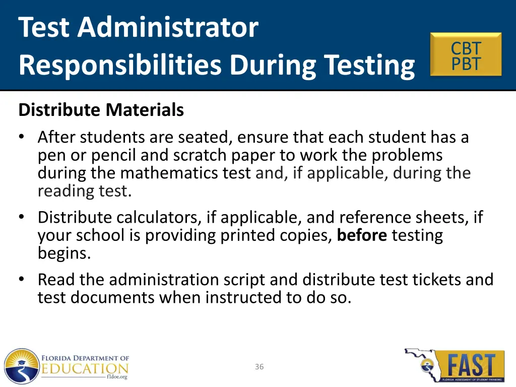 test administrator responsibilities during testing 2