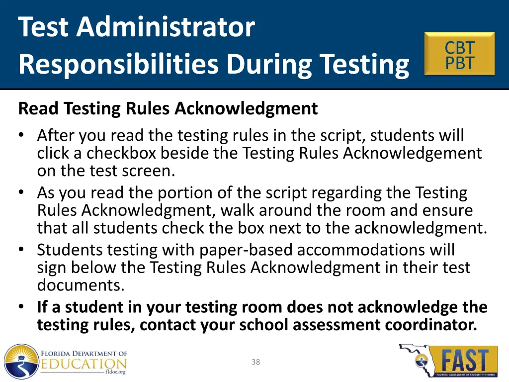 test administrator responsibilities during testing 4