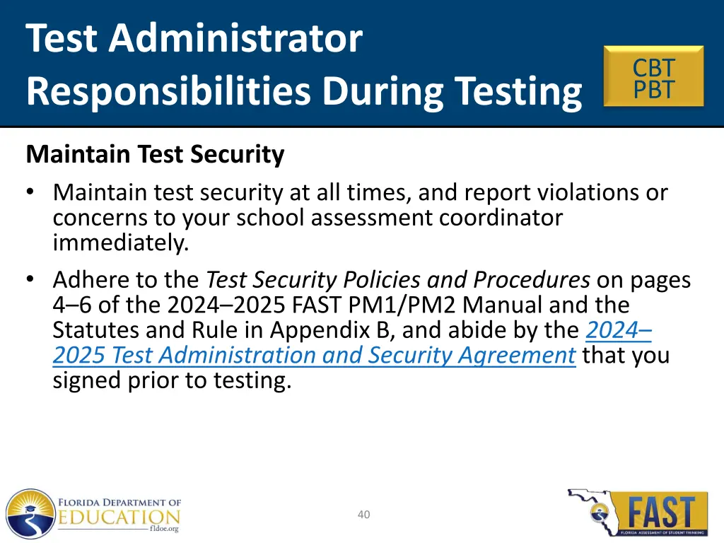 test administrator responsibilities during testing 6