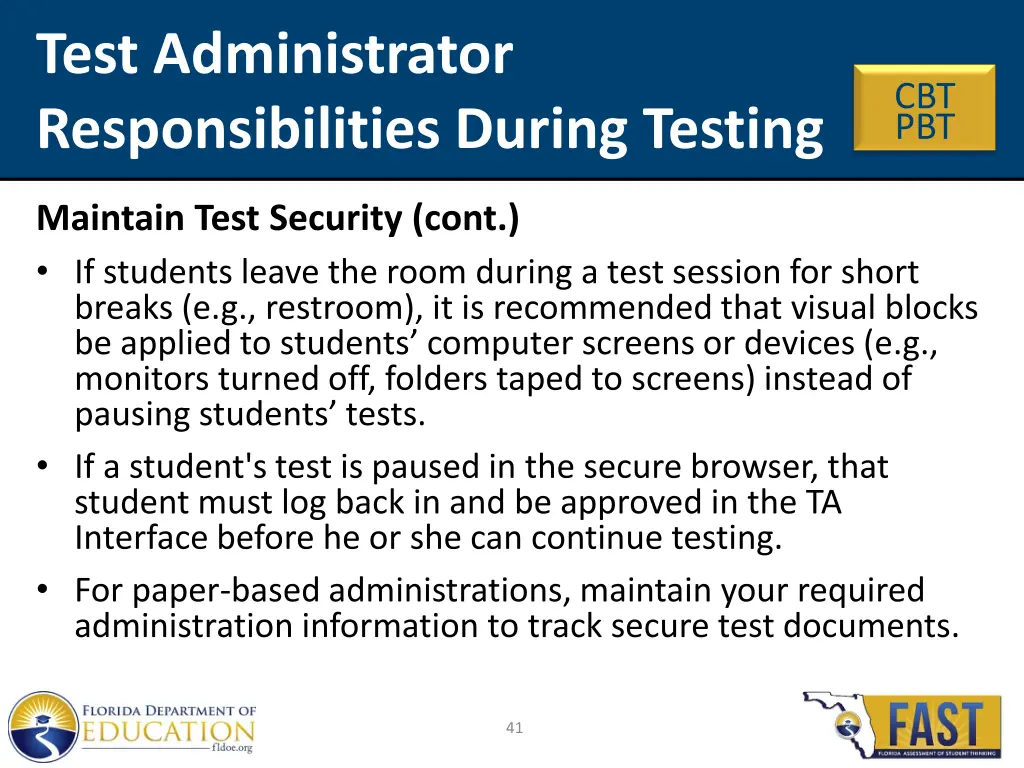 test administrator responsibilities during testing 7
