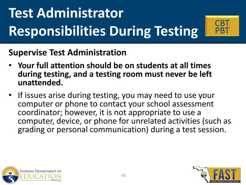 test administrator responsibilities during testing 8