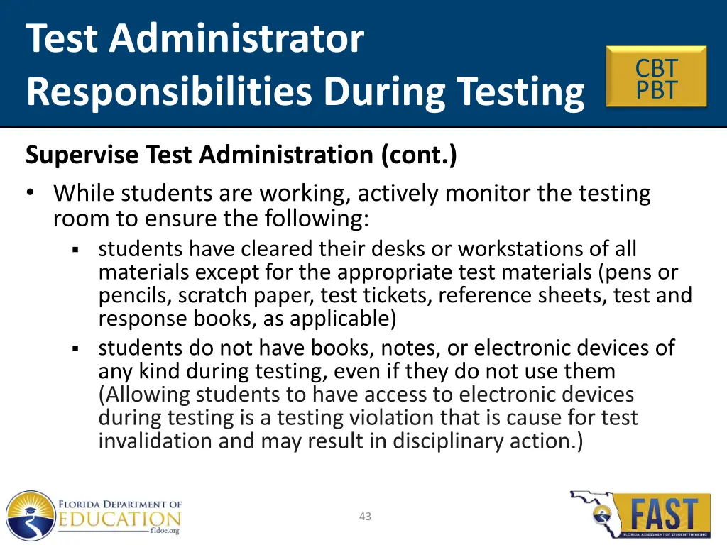 test administrator responsibilities during testing 9