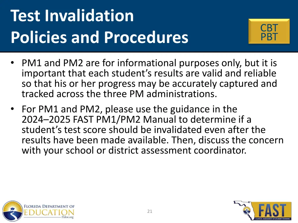 test invalidation policies and procedures
