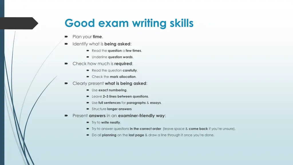 good exam writing skills
