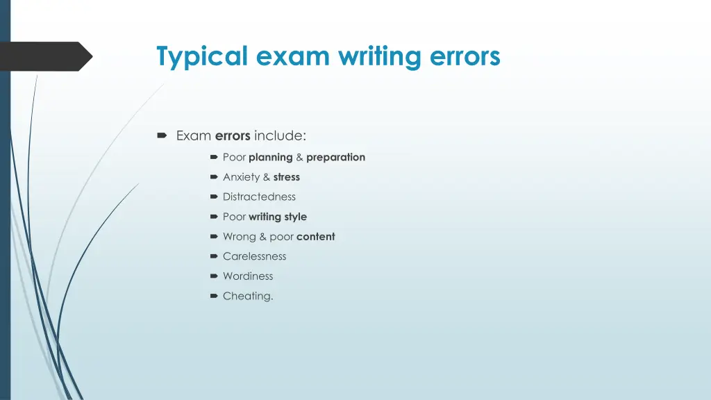 typical exam writing errors