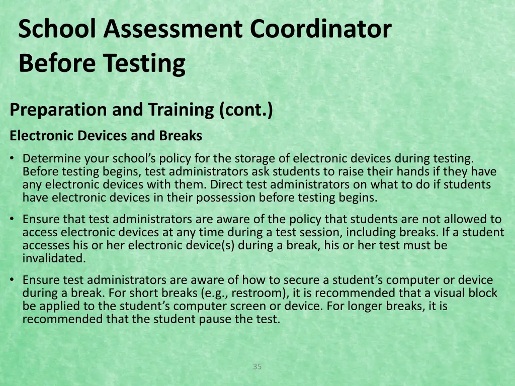 school assessment coordinator before testing 2