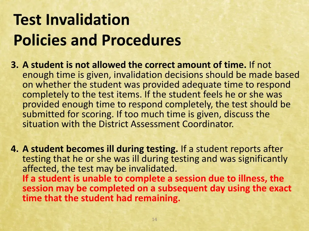 test invalidation policies and procedures 1