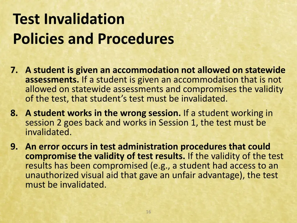 test invalidation policies and procedures 3