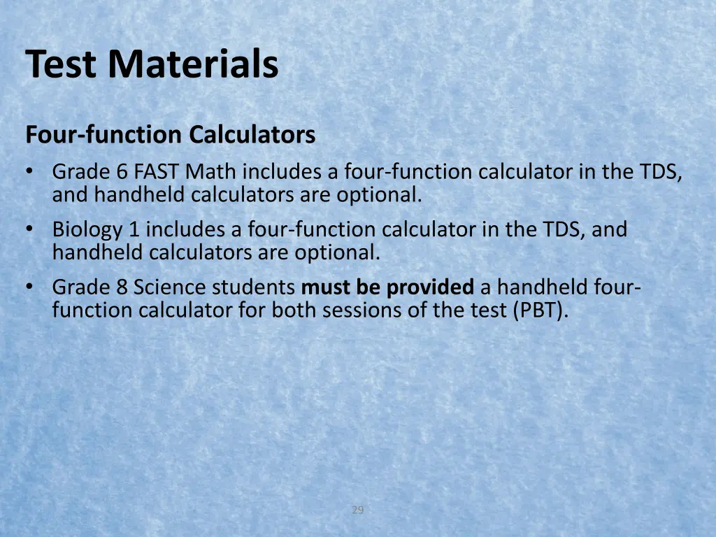 test materials 2