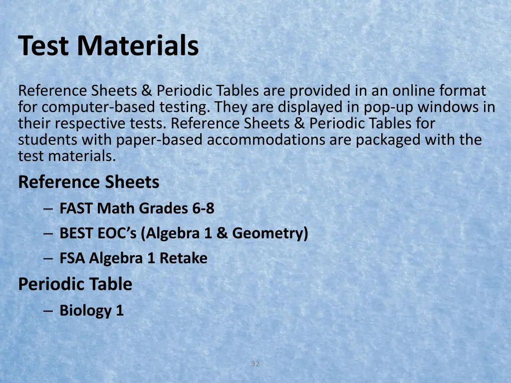 test materials 5