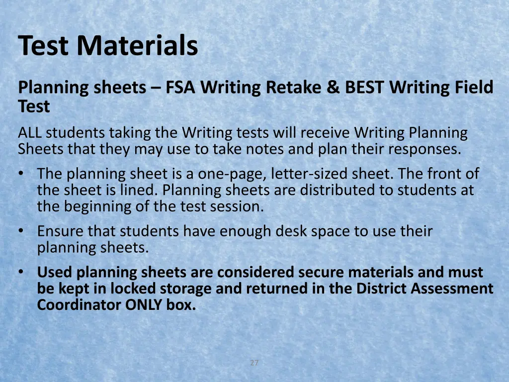 test materials