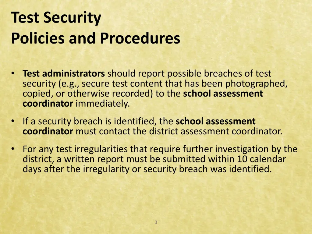 test security policies and procedures