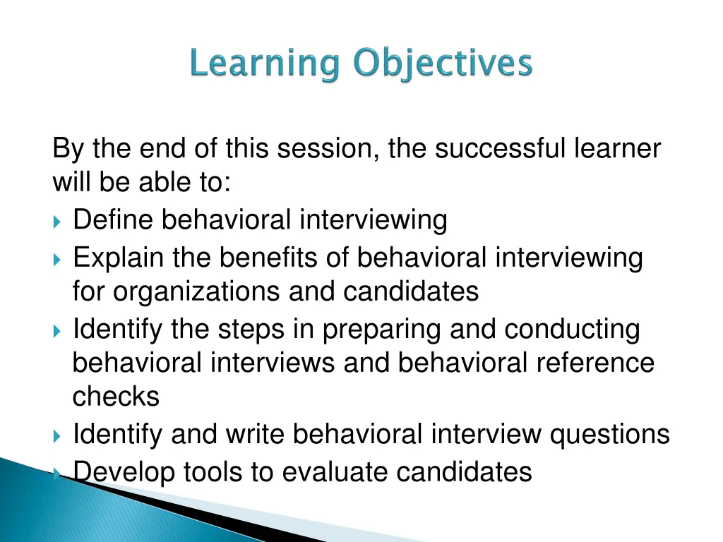 by the end of this session the successful learner