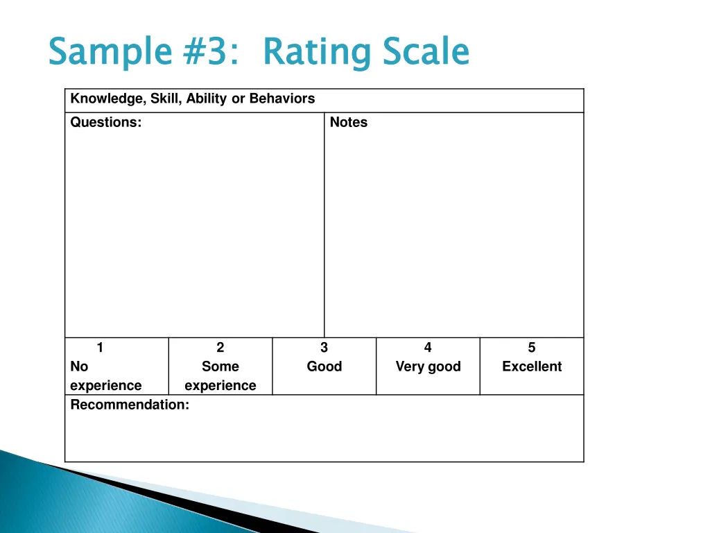 sample 3 rating scale