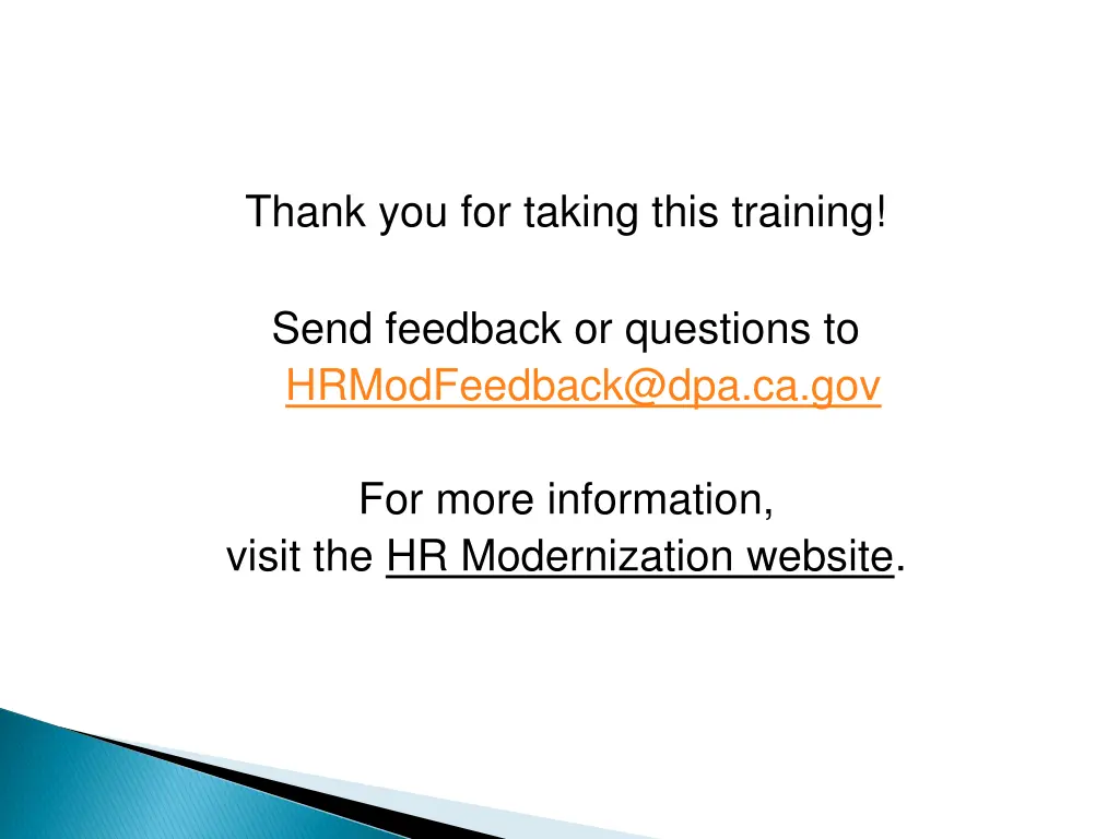 thank you for taking this training