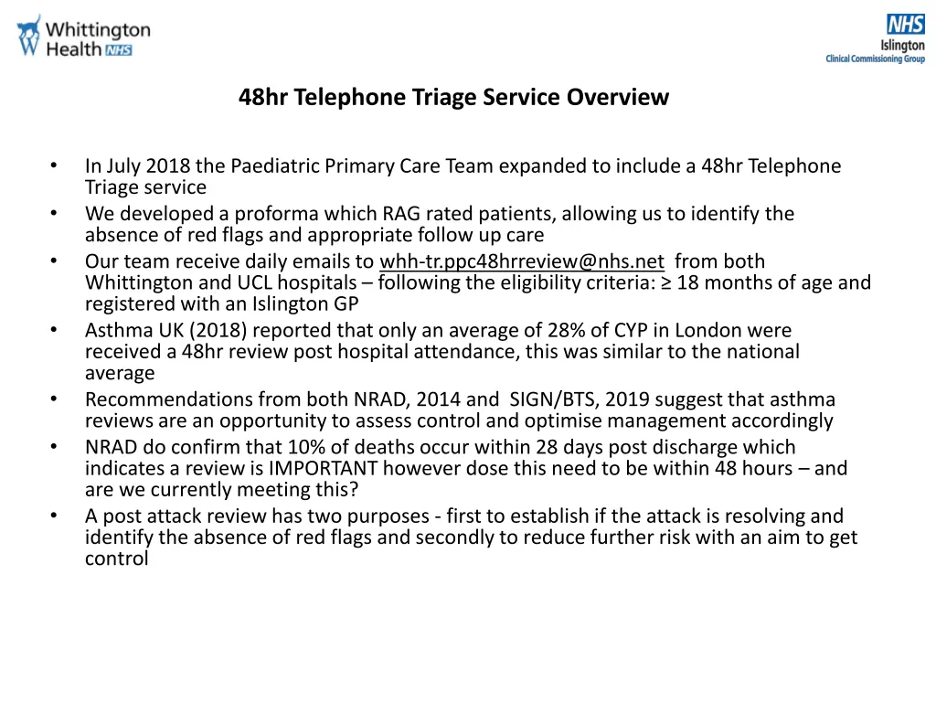 48hr telephone triage service overview