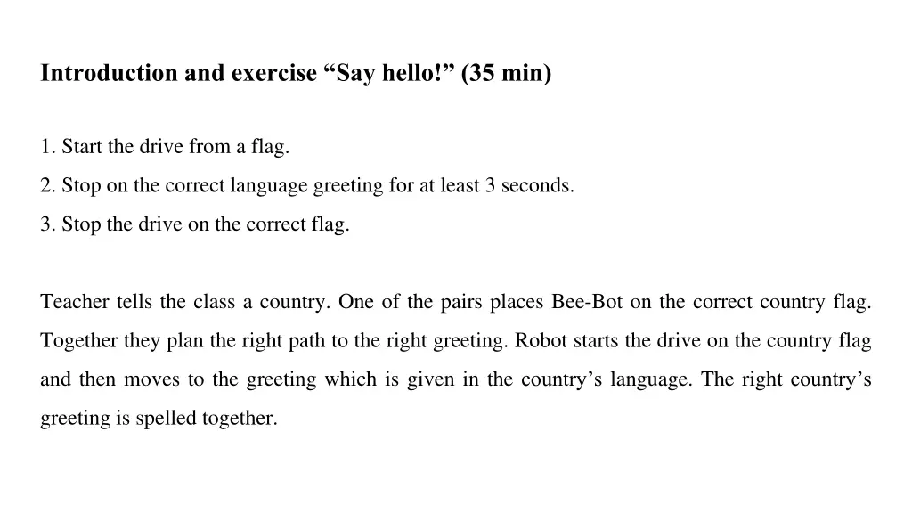 introduction and exercise say hello 35 min