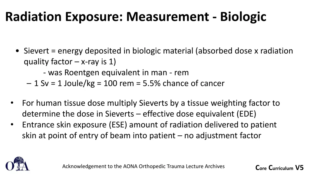 radiation exposure measurement biologic