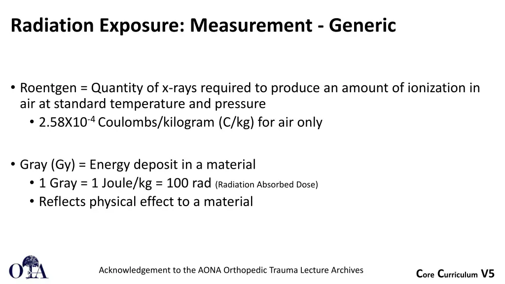 radiation exposure measurement generic