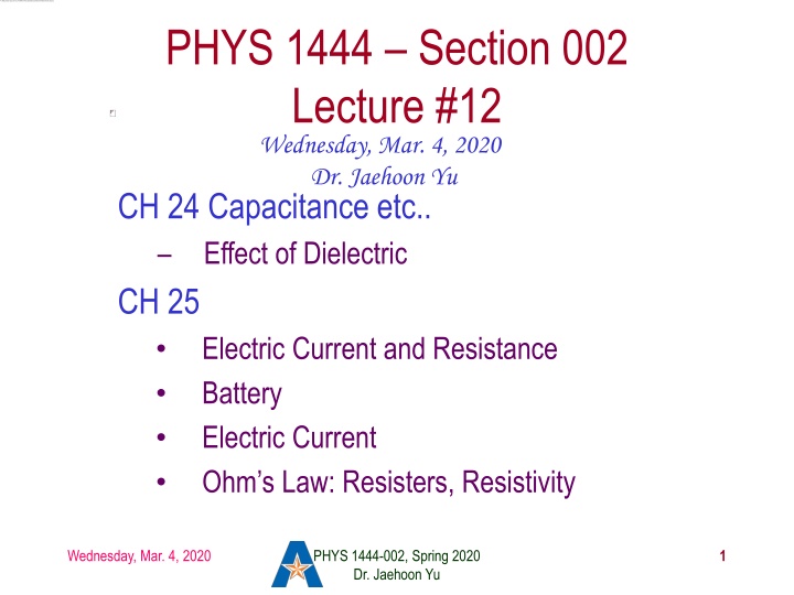 phys 1444 section 002 lecture 12 wednesday