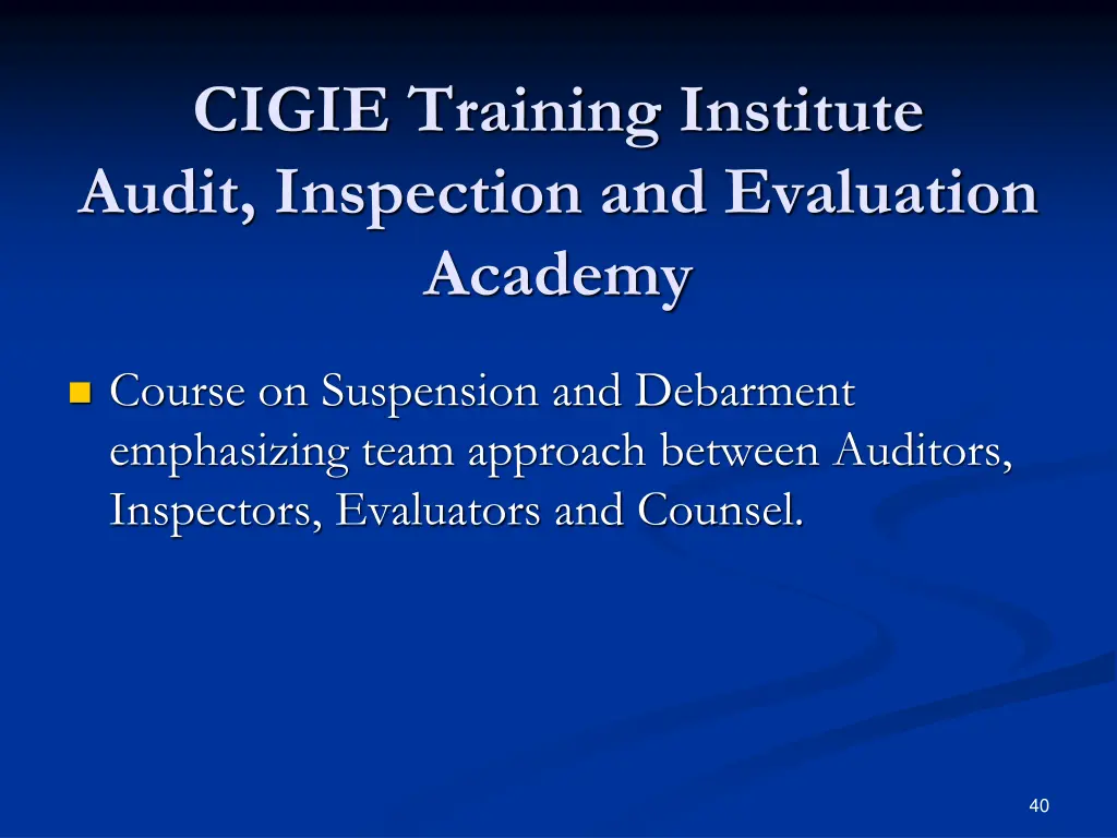cigie training institute audit inspection