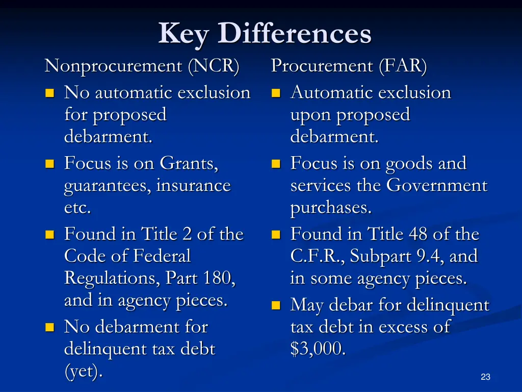key differences