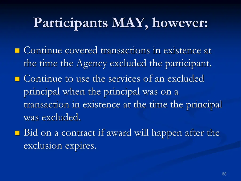 participants may however