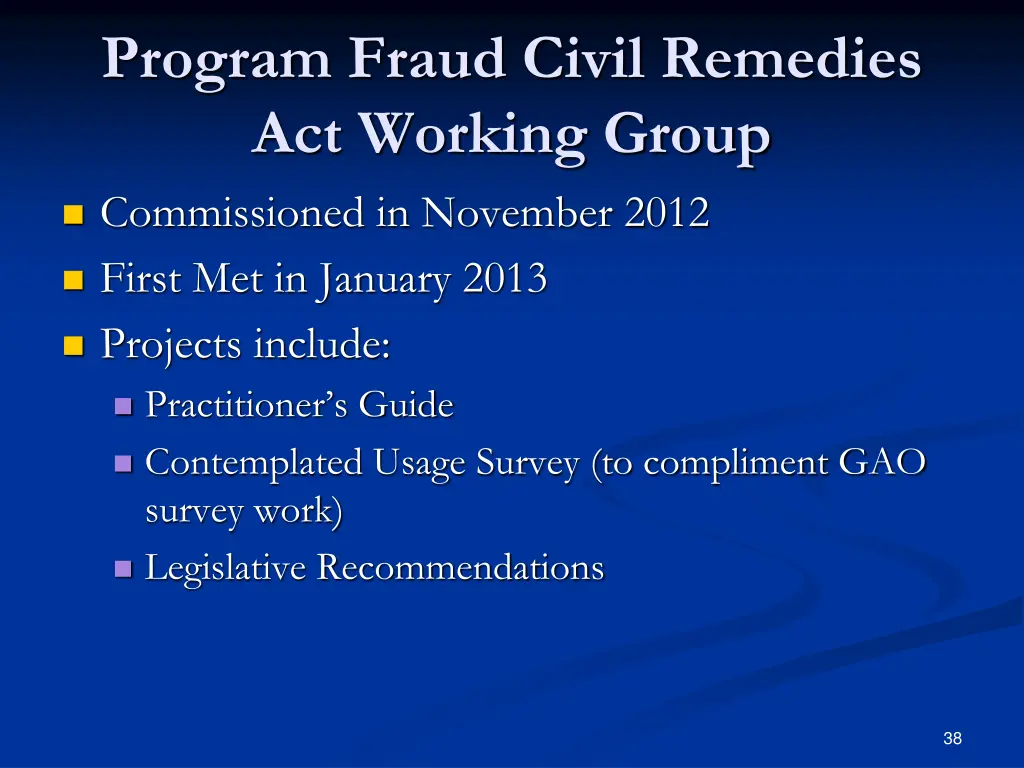 program fraud civil remedies act working group