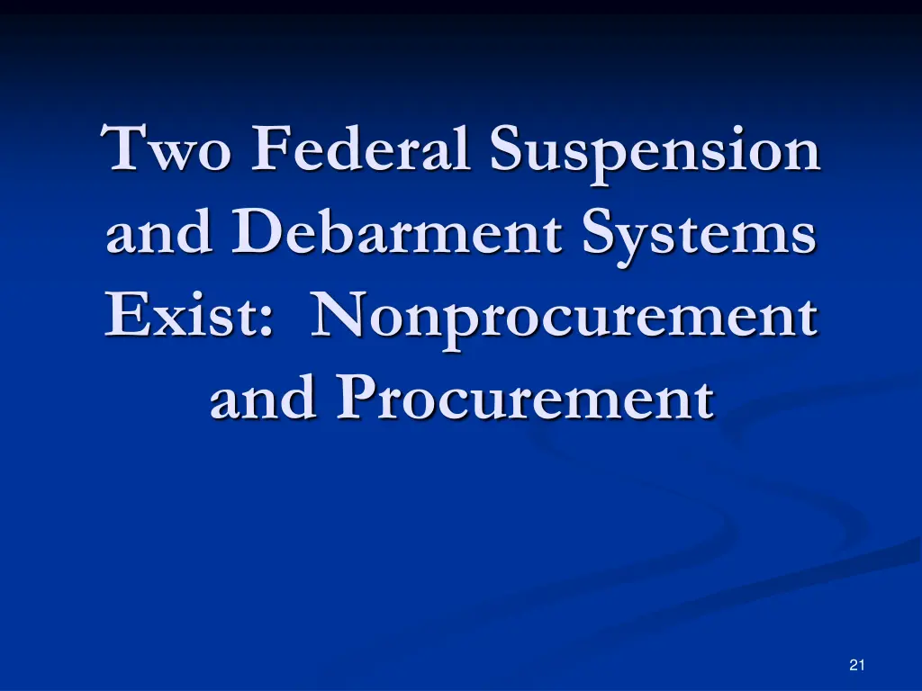 two federal suspension and debarment systems