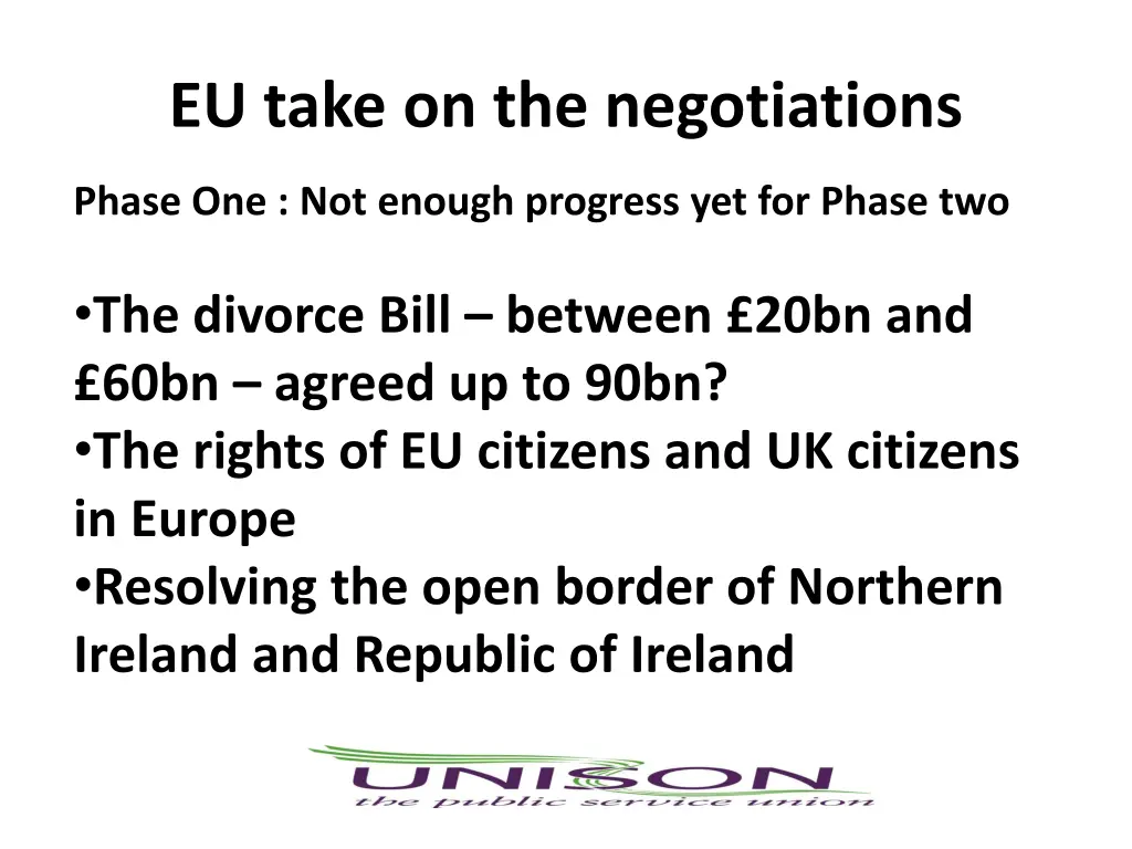 eu take on the negotiations
