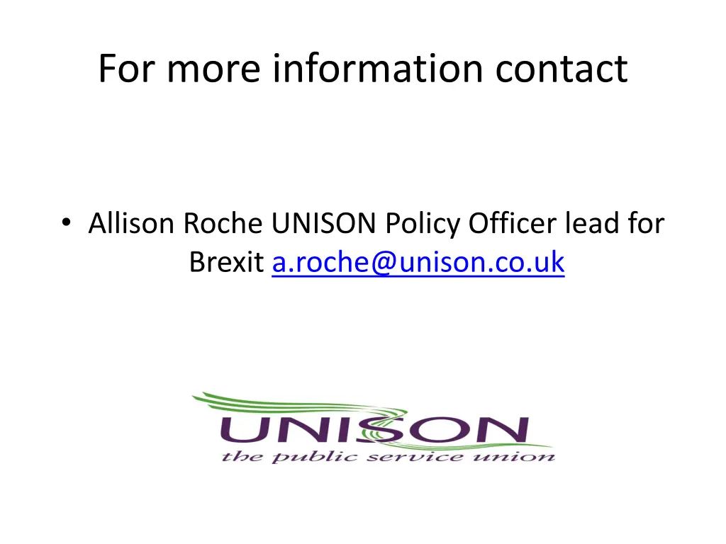 for more information contact