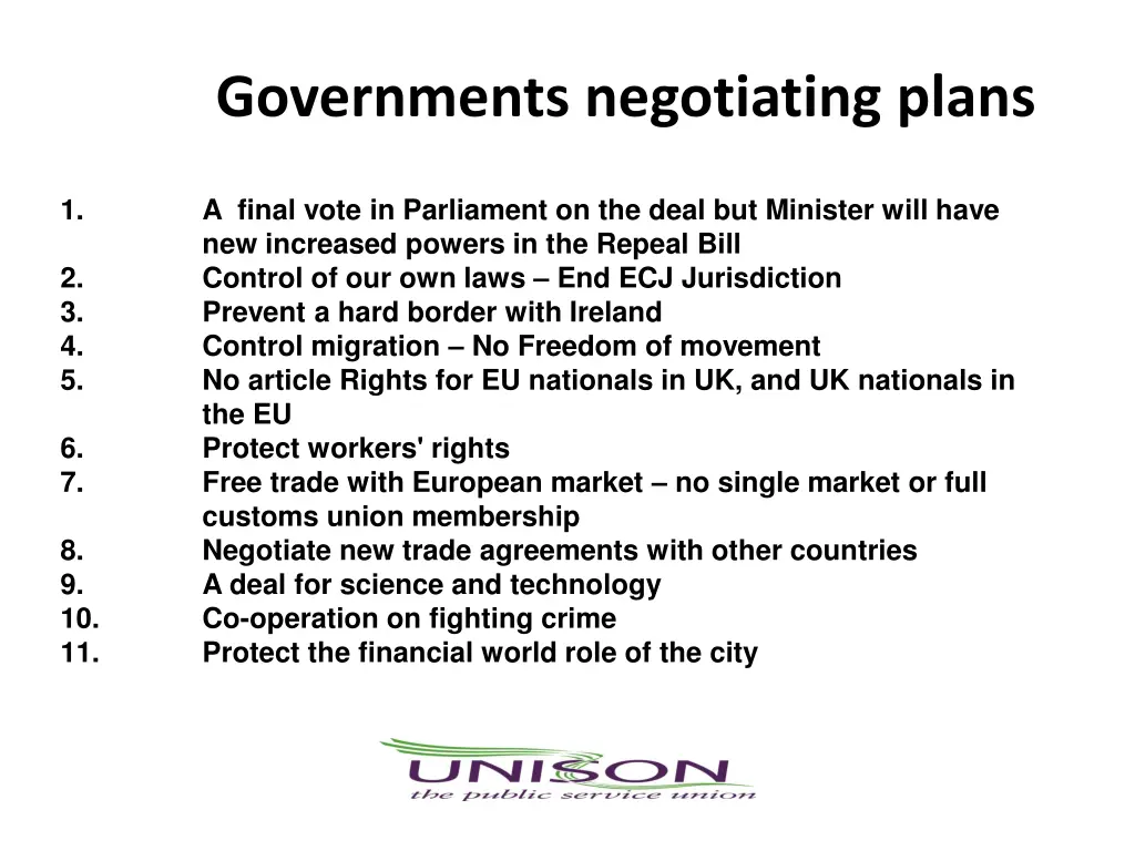 governments negotiating plans