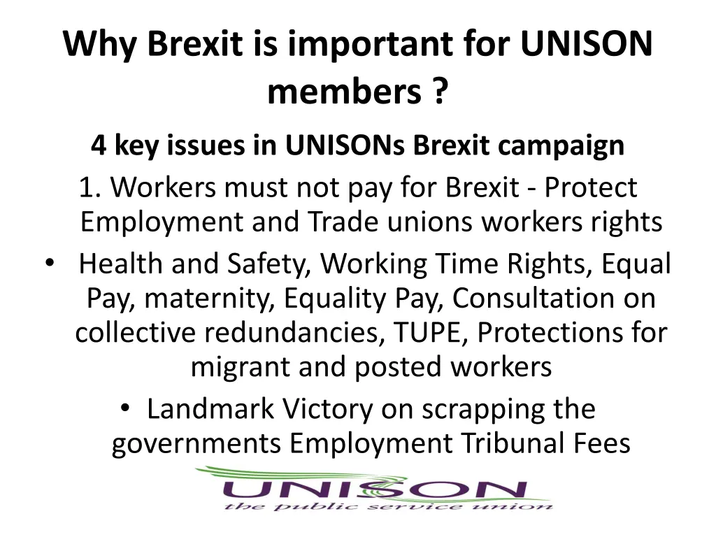 why brexit is important for unison members