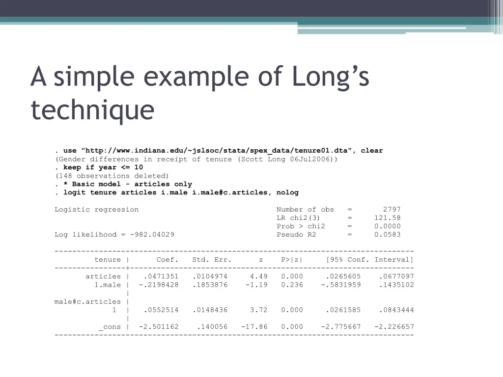 a simple example of long s technique