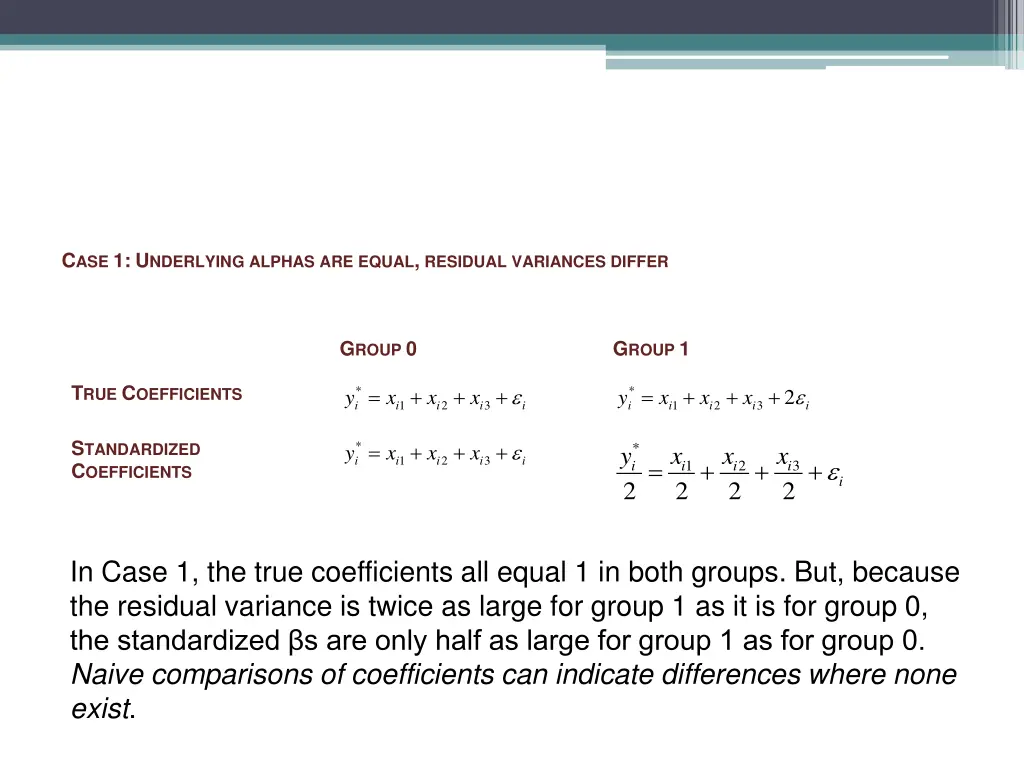 c ase 1 u nderlying alphas are equal residual