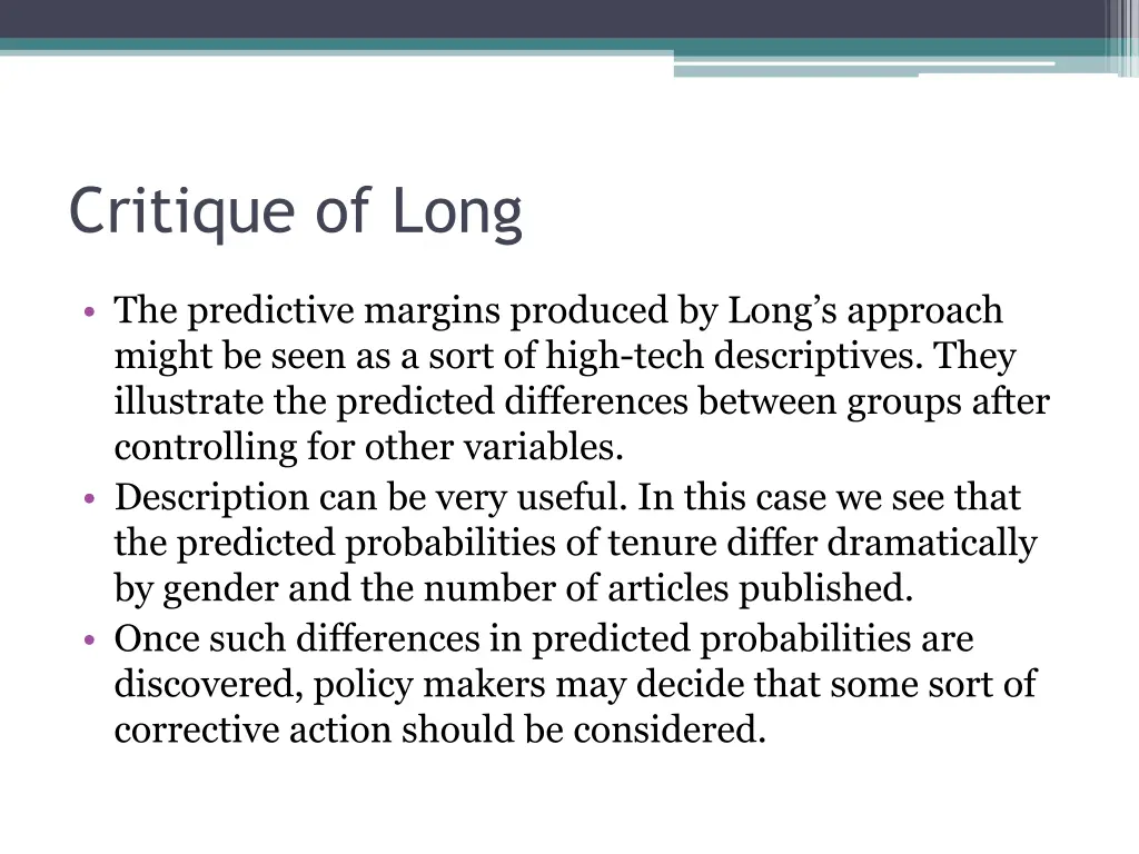 critique of long