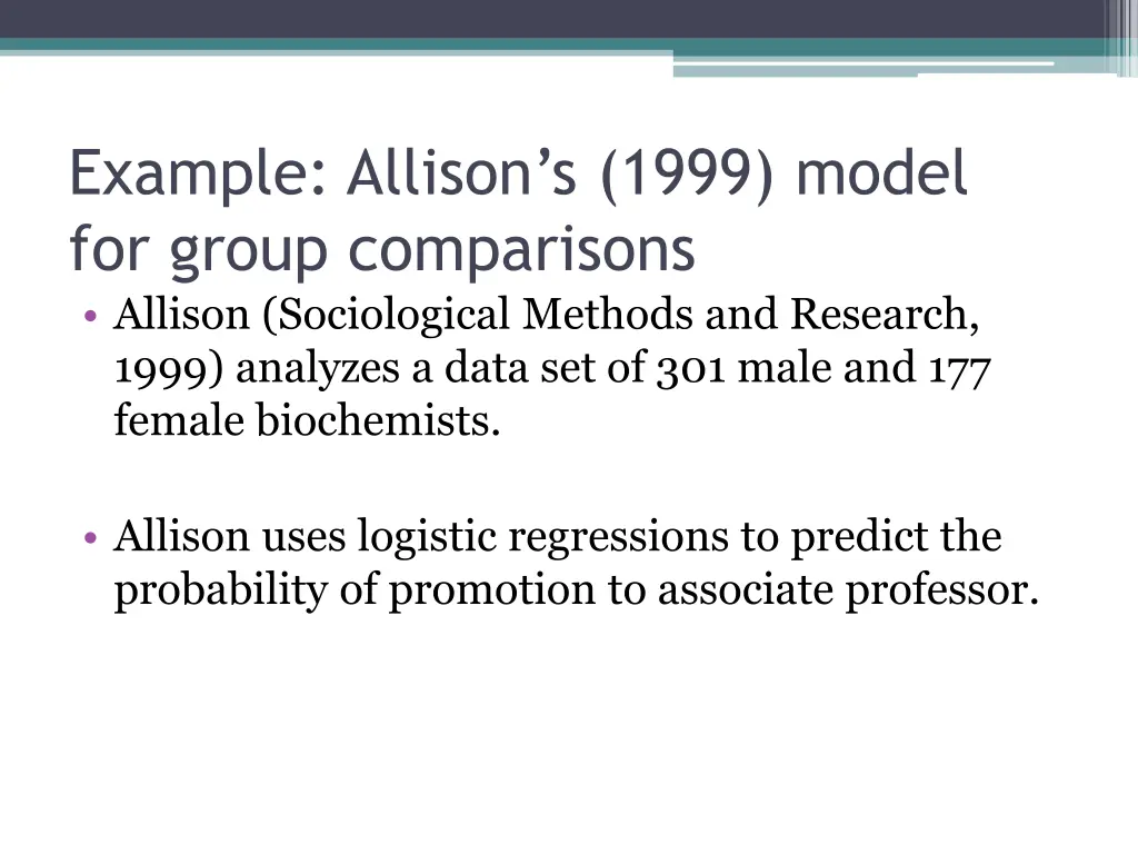 example allison s 1999 model for group